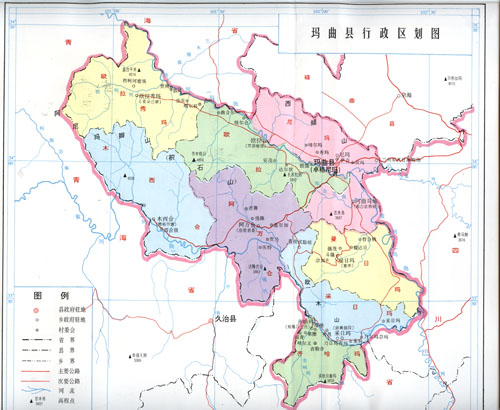 玛曲县行政区划图