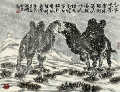 祁峰《风雪双驼图》